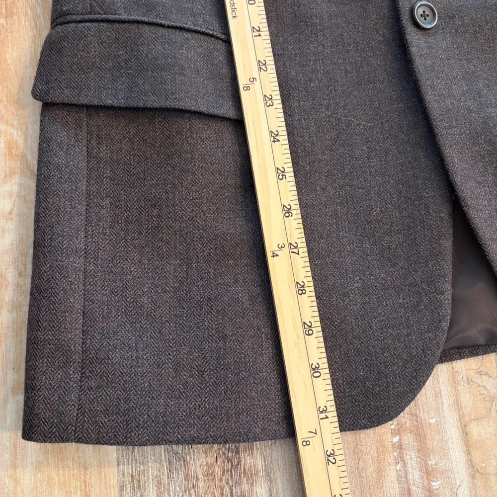 Pronto Uomo Platinum Luxury Wool Blazer Brown Herringbone Sport Coat 42 Regular